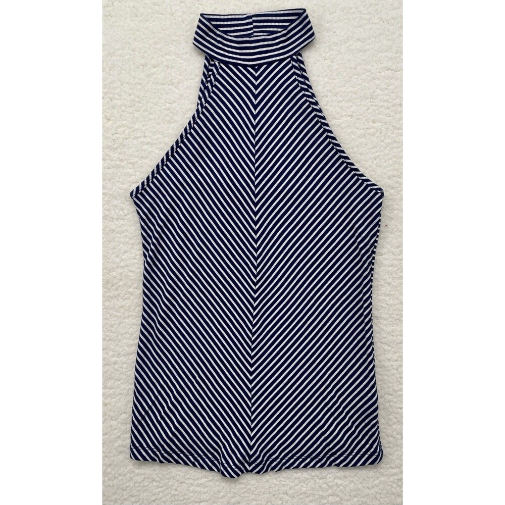 Daytrip High Neck Striped Tank Soft Top Navy White Size Medium